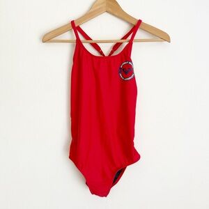 NWT Roxy One Piece Swimsuit Newport Beach Junior Lifeguard Red Beach Girl’s 14